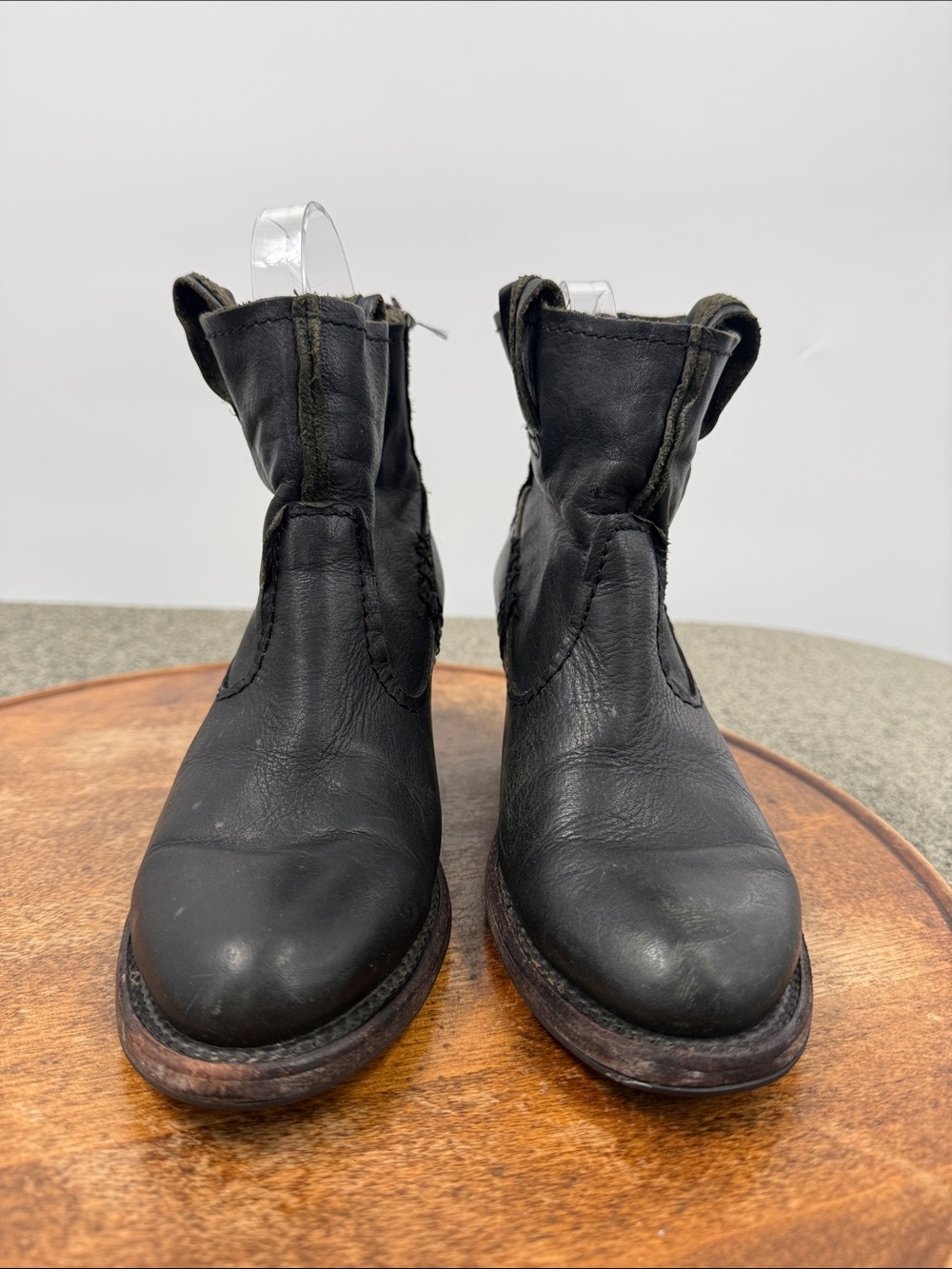 Frye Boots Wm 5.5 Leslie Artisan Black Leather Western Cowboy Low Ankle - Picture 2 of 11